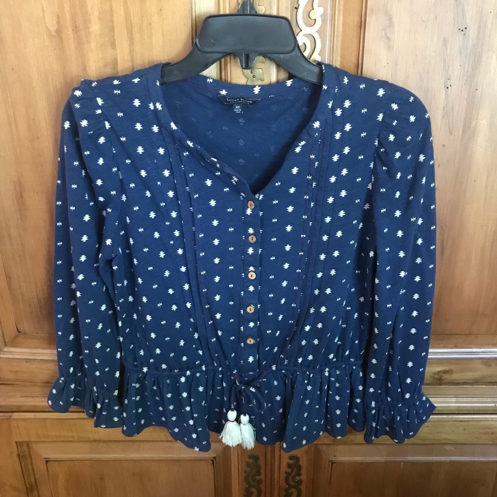 Lucky Brand Polka Dot Navy top XS